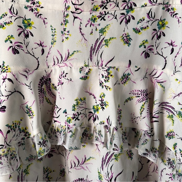 Topshop Floral Ruffle Mini Skirt Tiered Ivory Multi Cottagecore US 6 - Picture 5 of 10
